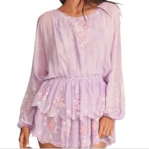 LoveShackFancy x Free People Bridgely
Lilac Purple Embroidered Chiffon Mini